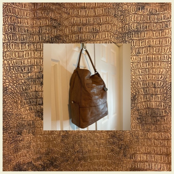 FURLA | Genuine Leather Python Camel Shoulder Bag - Picture 1 of 11